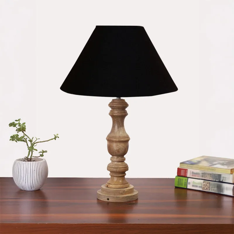 Cotin II Carve Wooden Table Lamp - Black,Brown media 3
