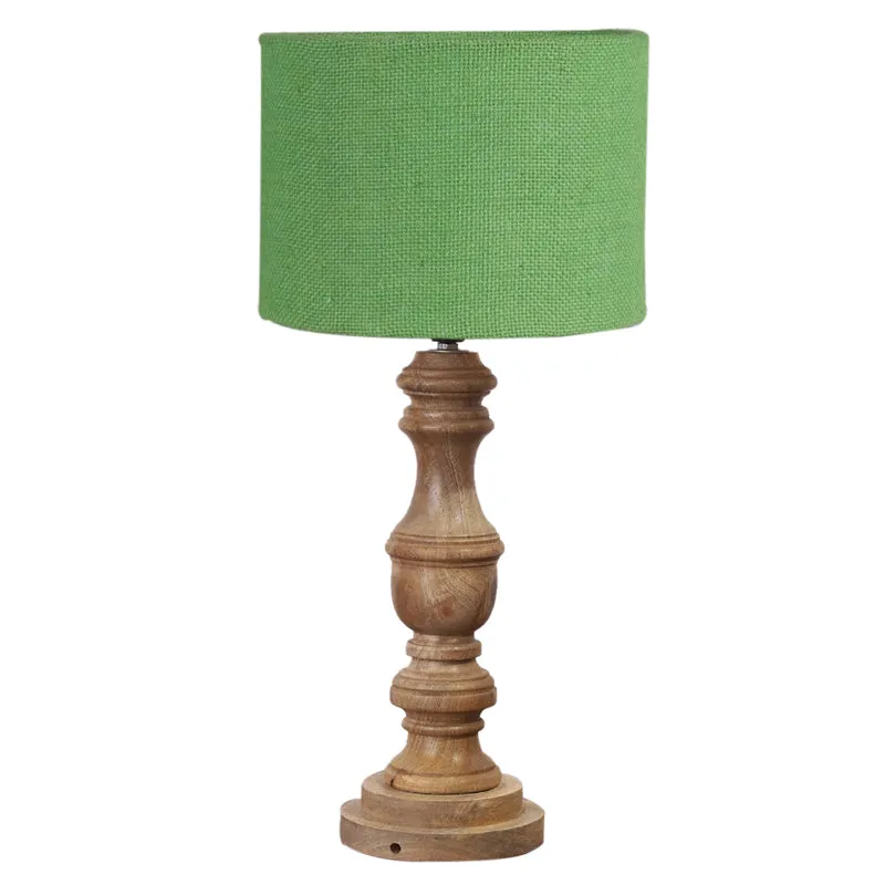Sienna I Carve Wooden Table Lamp - Green,Brown media 6