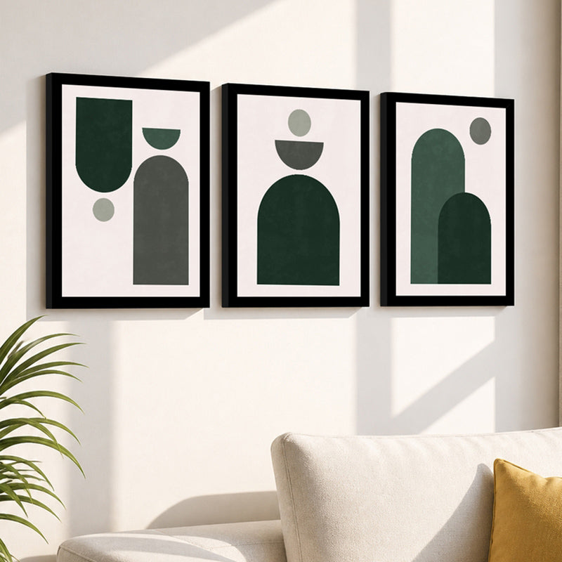 Aestrel Balanced Shapes Minimal Wall Art - Set Of Three