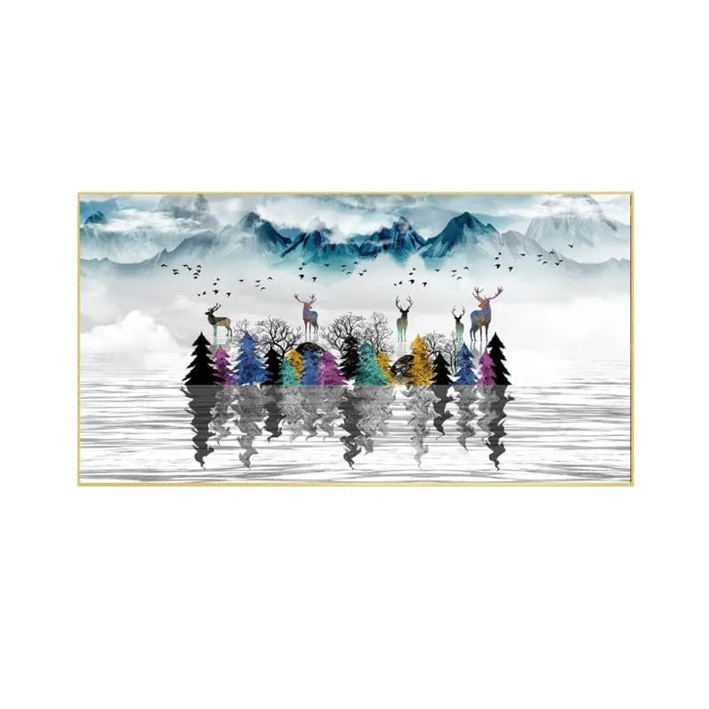 Twilight Peaks Canvas Wall Painting With Frame media 4