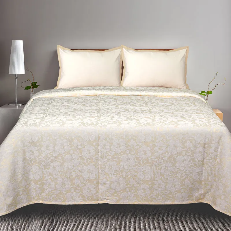 Saral Home Kanan Cotton Bedsheet (Ivory) - 224 TC media 1