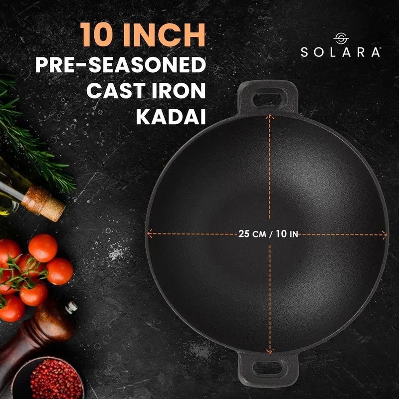 Solara Cast Iron Round Kadhai Without Lid - 2300 mL/10 Inch media 8