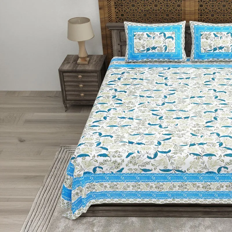 Designa Cotton Bedsheet (Blue,White) - 240 TC media 3