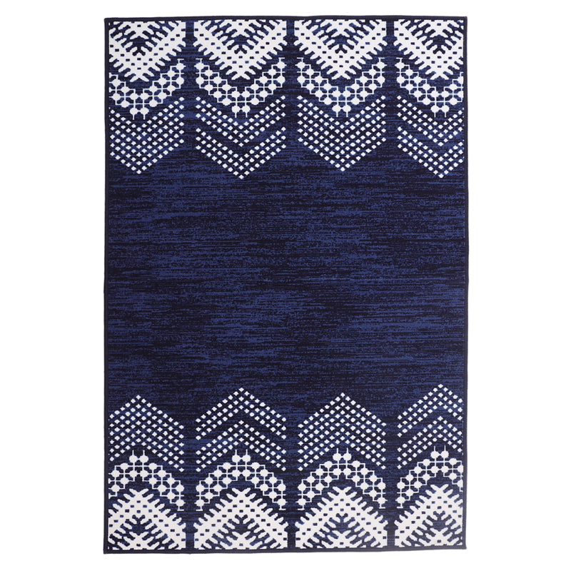 Deep Chevrons Anti-Skid Carpet - Navy Blue