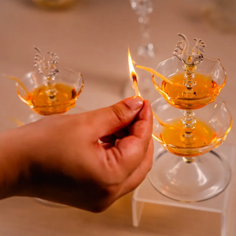 HaloGlow Glass Diya - Set Of Two media 9