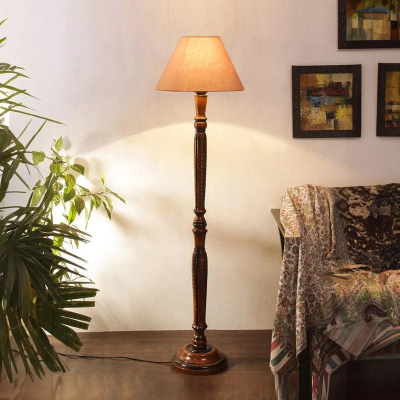 Hima Vintage Wooden Floor Lamp - Grey media 1