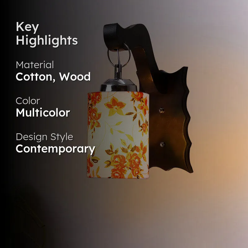 Delphi Printed Wooden Wall Lamp - Orange media 2