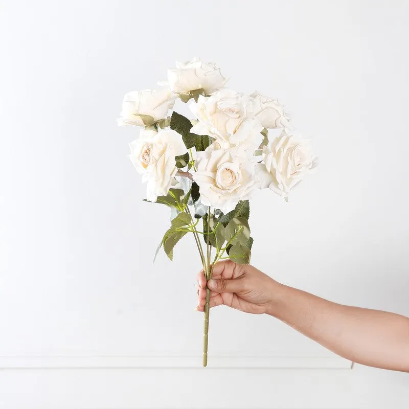 Floraura Rose Fabric Artificial Flower - White media 4