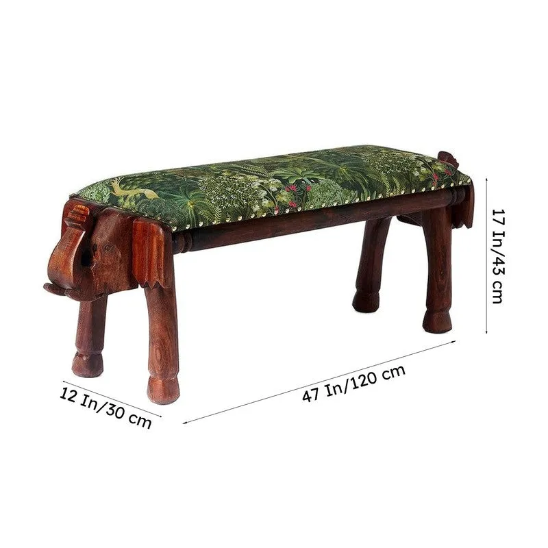 India Circus Acacia Wood Garden of Grace Wooden Elephant Bench media 8