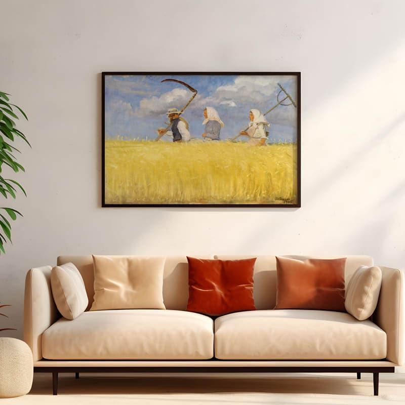 Harvesters By Anna Ancher - Black Frame