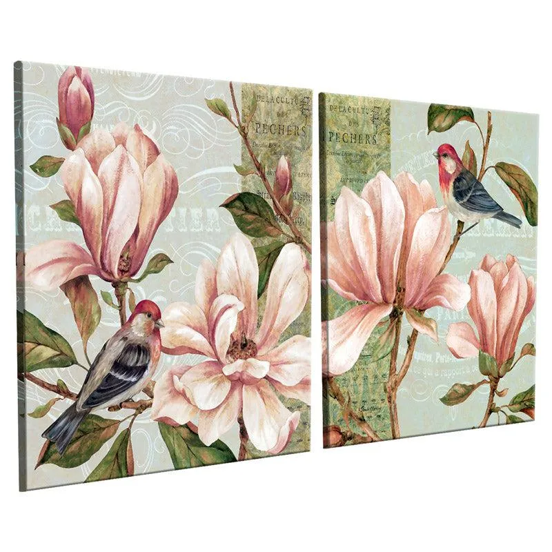 Magnolia Floral Cotton Canvas Wall Art - Set Of Two media 3