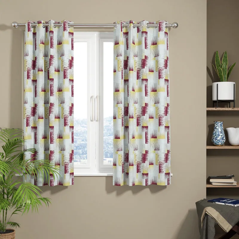 Valerian Abstract Artificial Silk Curtain - Set Of Two media 1