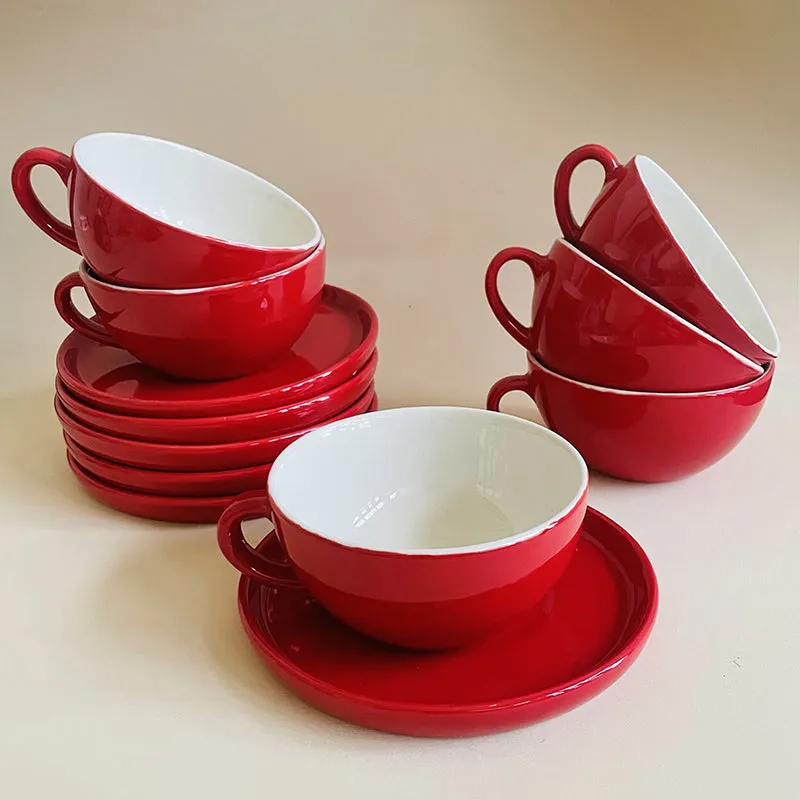 Elegant Red Cup & Saucer (240 mL Each) - Set of Six media 6