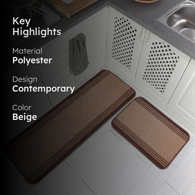Stripe Haven Kitchen Floor Mats (Brown) - Set of Two media 2
