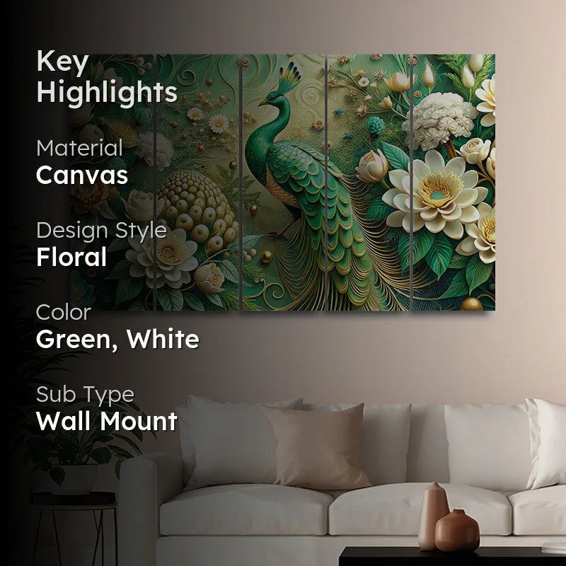 Ethereal Mayura Canvas Wall Art - Set Of Five media 2