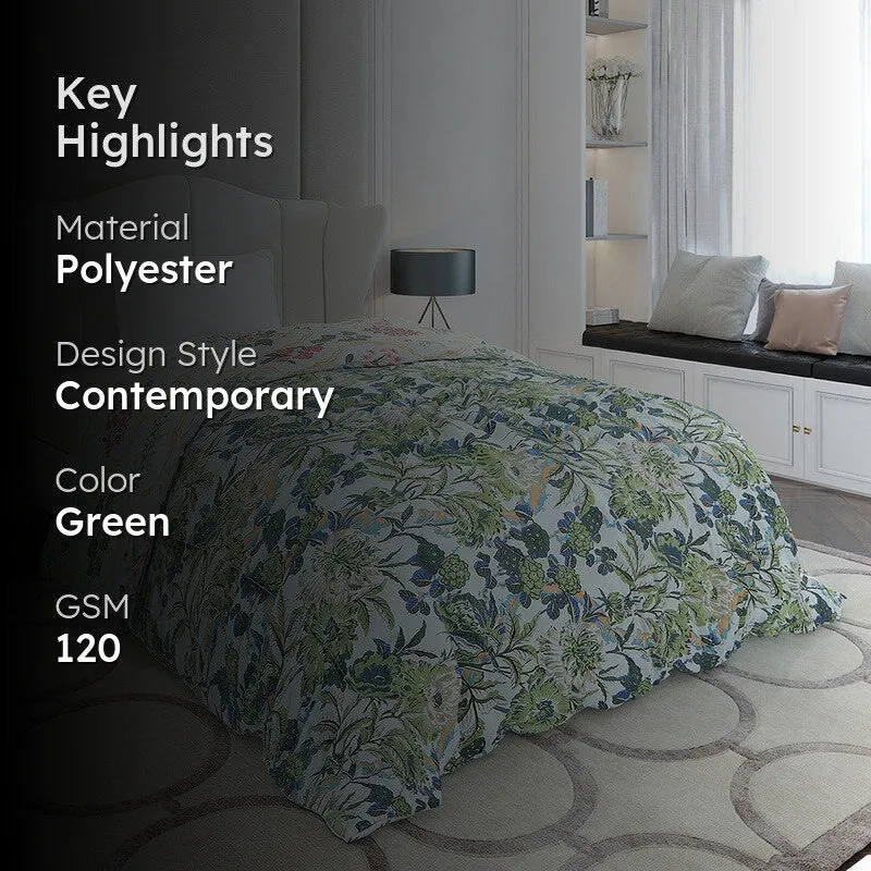 Monte Carlo Bloomora Floral Polyester Reversible Comforter (Green) - 120 GSM media 2