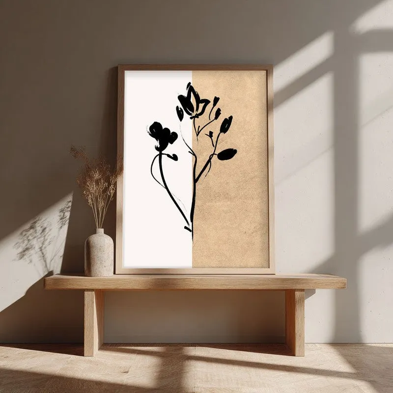 Dual Bloom Canvas Wall Painting With Brown Frame media 4