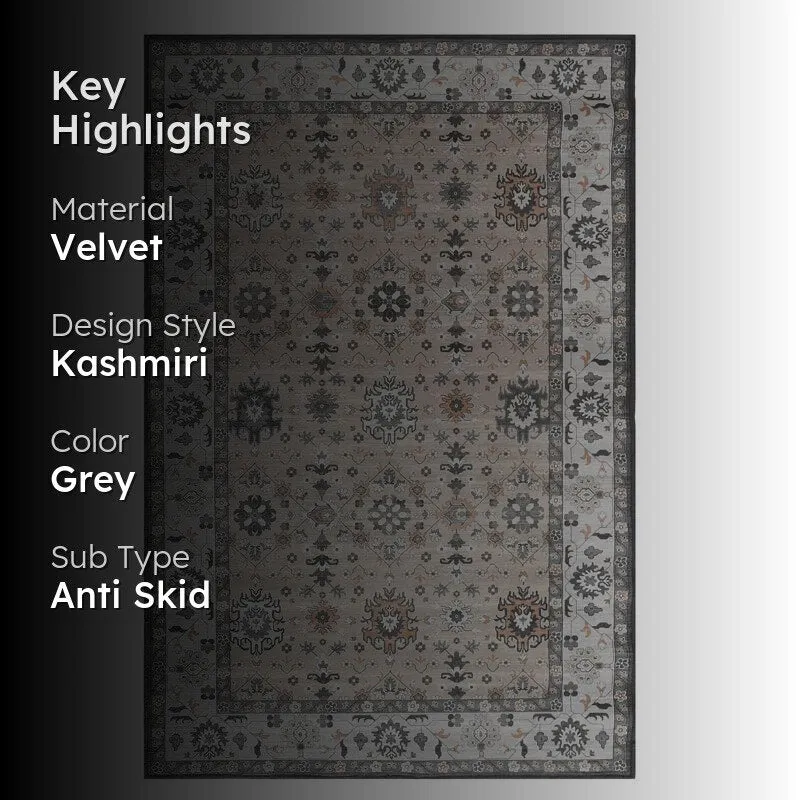 Zohra Velvet Rectangle Anti-Skid Carpet media 2