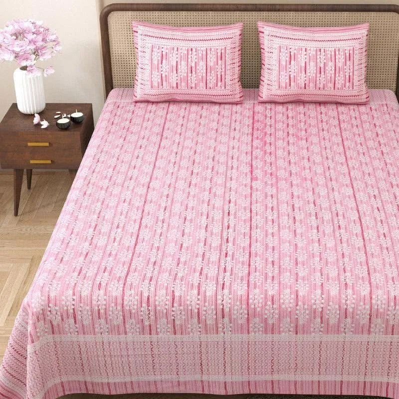 Tulia Cotton Bedsheet (Pink) -144 TC media 3
