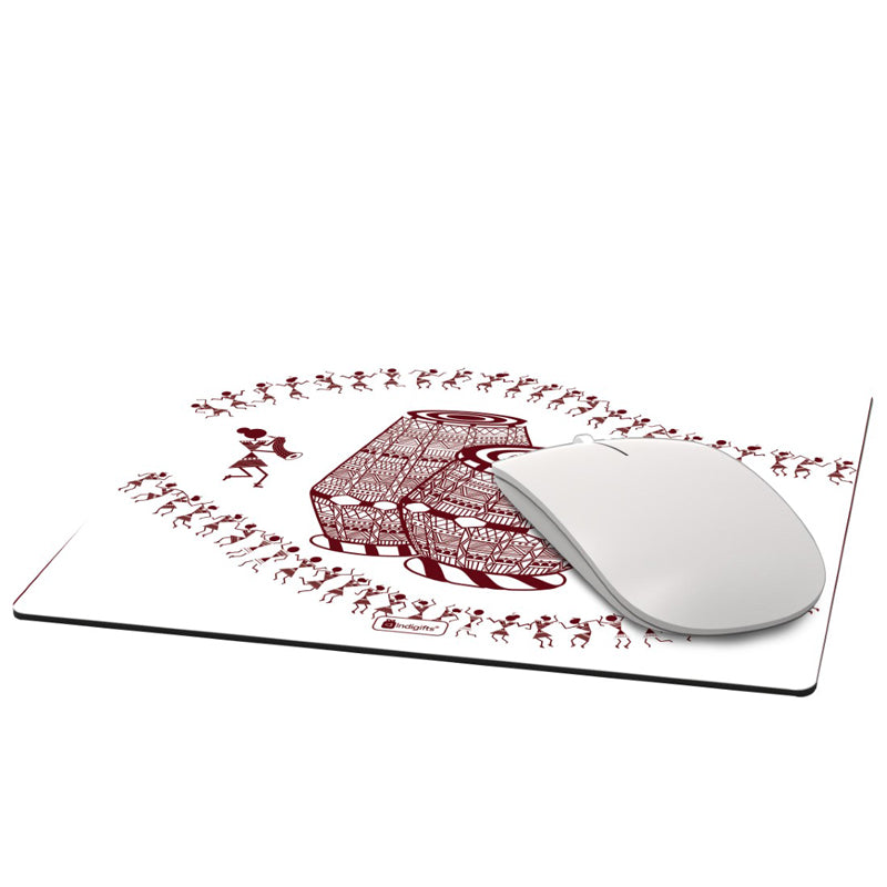 Warli Tabla Mouse Pad - White media 6