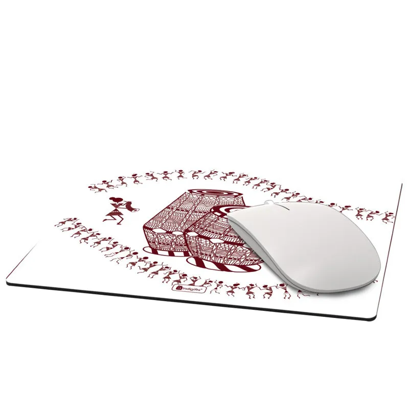 Warli Tabla Mouse Pad - White media 6