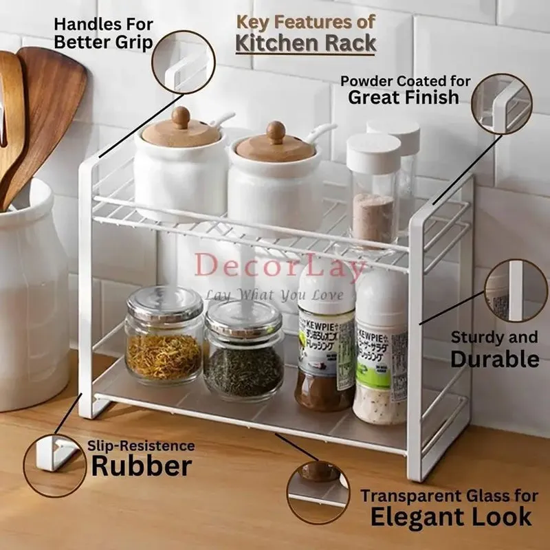 Stow Stack Two Tier Metal Rack With Glass Bottom media 3