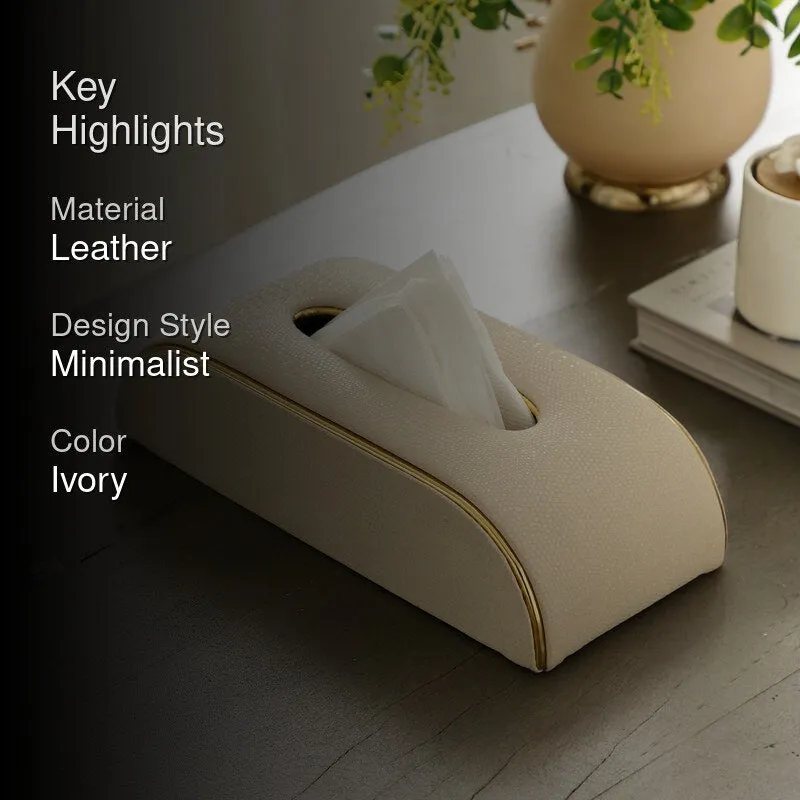 Relca Leather Tissue Box - Ivory media 2