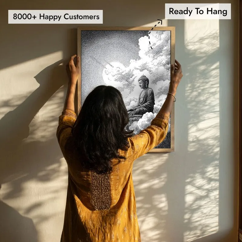 Buddha In Clouded Serenity II Wall Painting With Brown Frame media 7