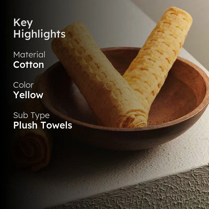 Haimi Textured Waffle Towel Combo (Yellow) - Four Piece Set media 2