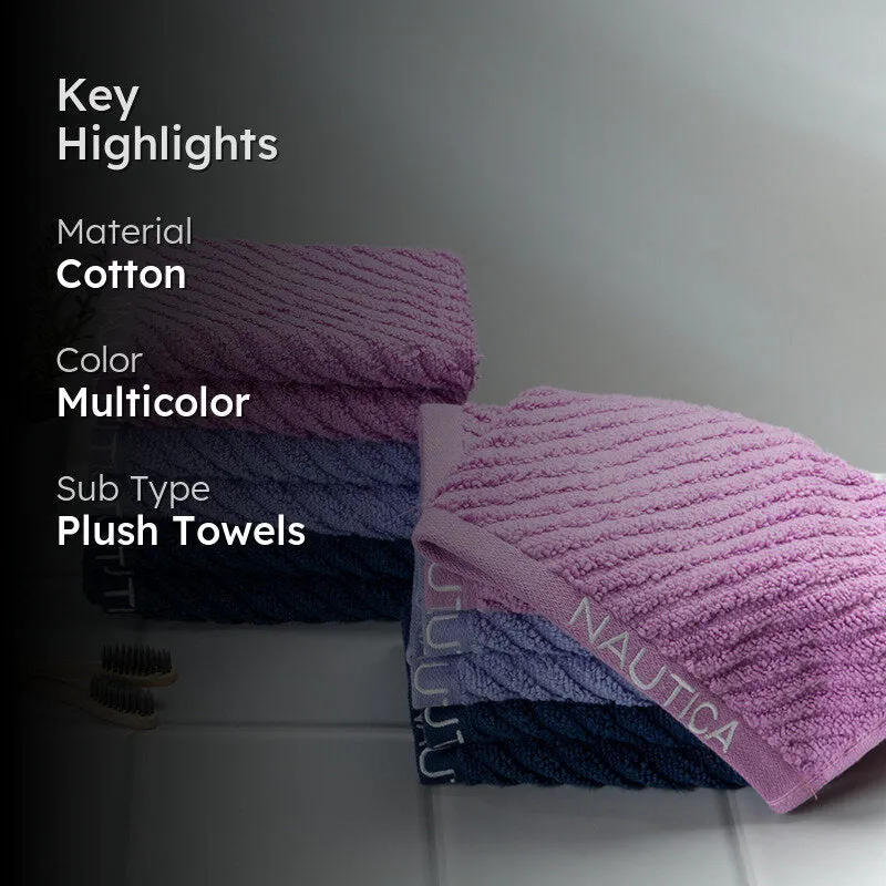 Nautica Riviera Soft Cotton Face Towel (Lilac, Light Blue & Navy Blue) - Set Of Twelve media 2