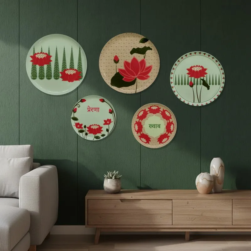 Shanti Lotus Metal Wall Plates - Set Of Five media 3