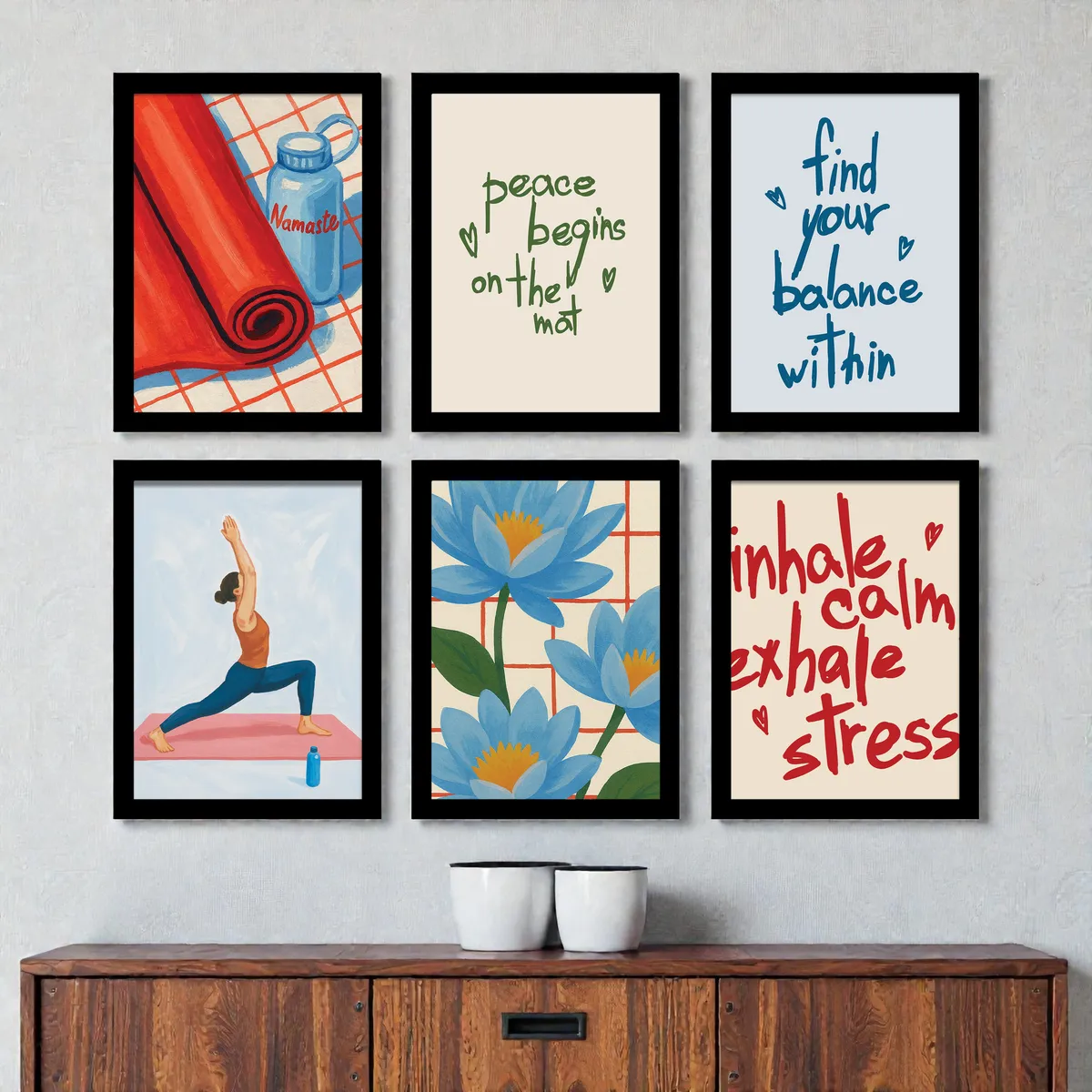 Balanced Peace Cotton Canvas Wall Painting - Set Of Six media 6