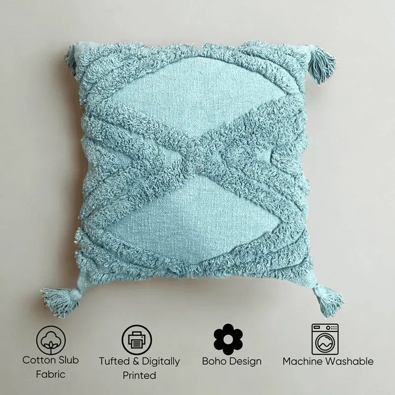 Squish & Stitch Tufted Cushion Cover (Blue) - Set Of Three media 5