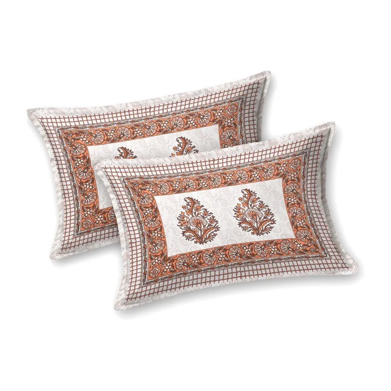 Vineel Cotton Bedsheet (Rust,Brown,White) - 240 TC media 4