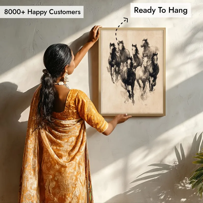 Sepia Wild Horse Wall Painting With Brown Frame media 8