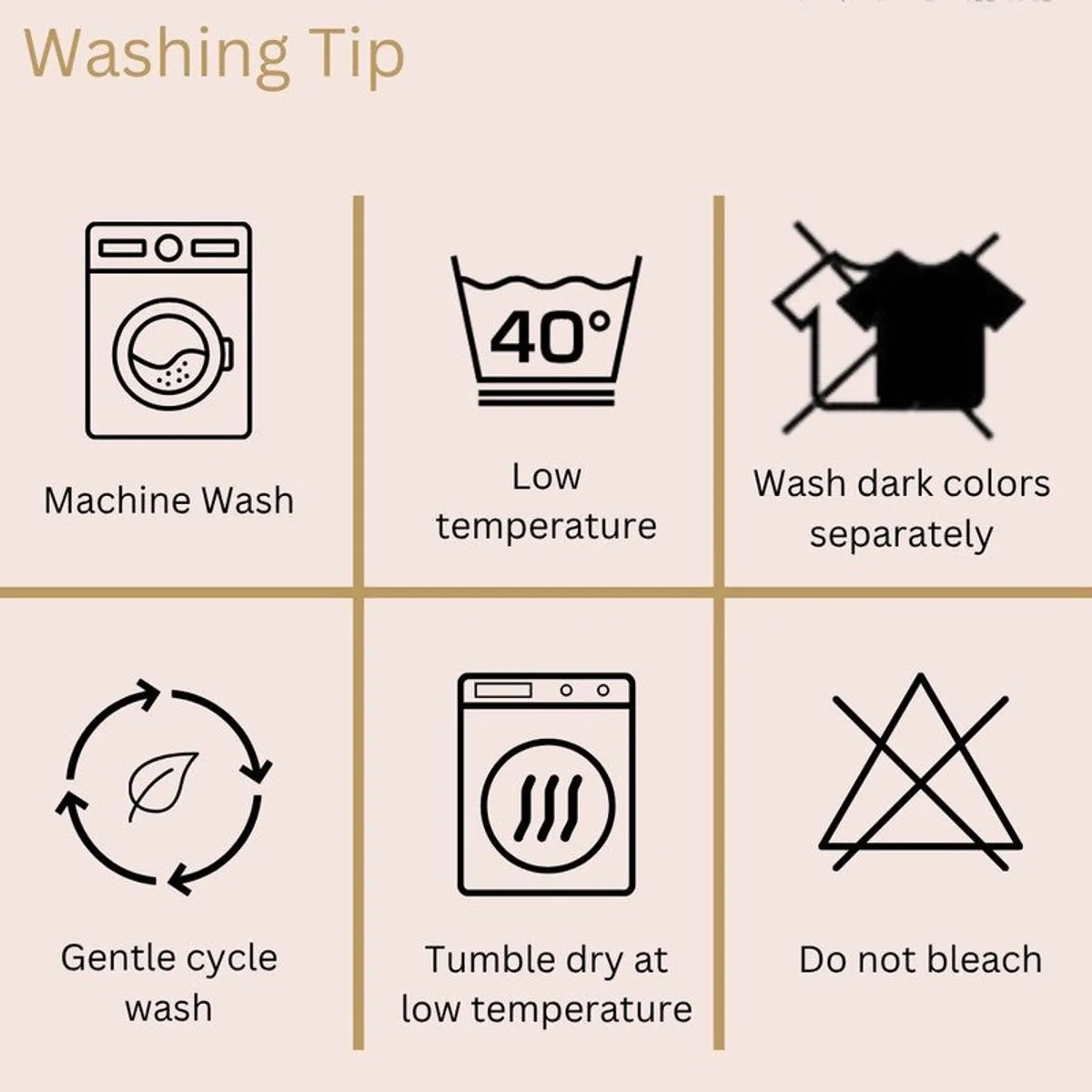 Care instruction graphic for washing the dohar