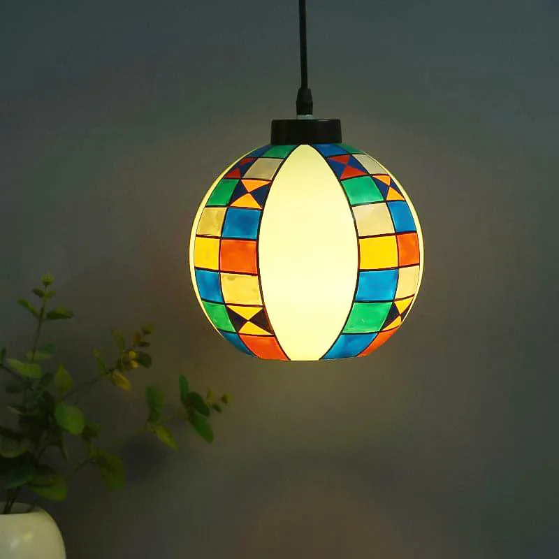 Metra Muse Moon Hand Painted Glass Ceiling Lamp media 1