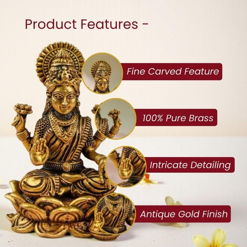 Auspicious Goddess Lakshmi Brass Idol media 4