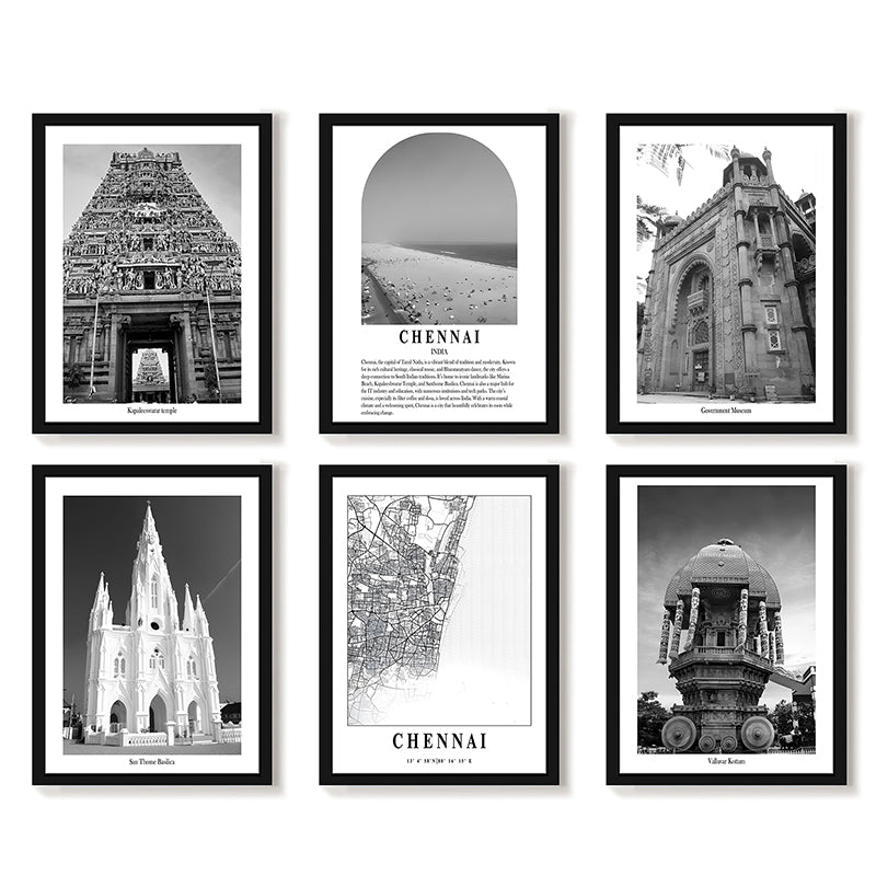 Monochrome Monuments II Wall Art With Frame - Set Of Six media 4