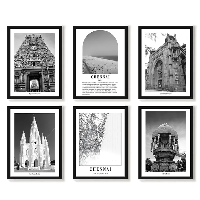 Monochrome Monuments II Wall Art With Frame - Set Of Six media 4