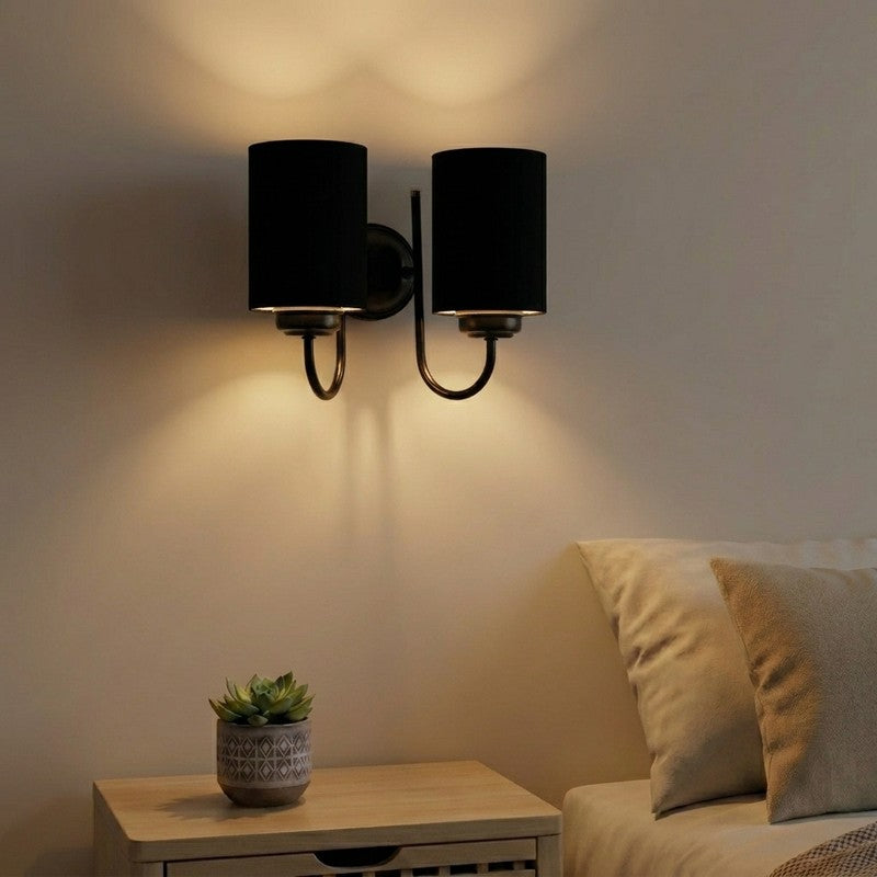 Elyra Duo Matte Black Cotton Wall Lamp - Black