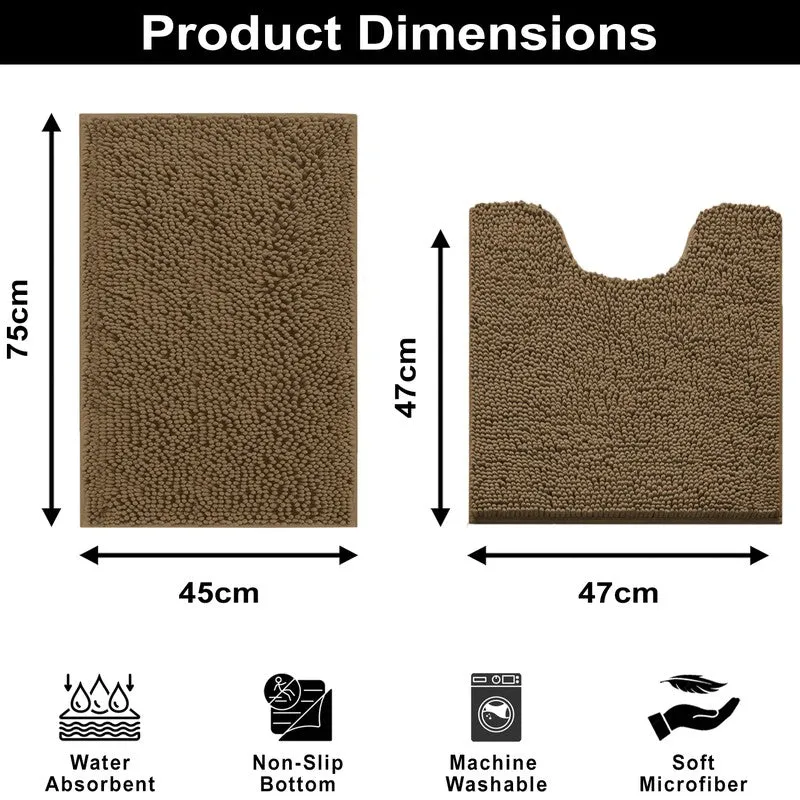 PureTone Microfiber Bath Mats (Brown) - Set of Two media 8