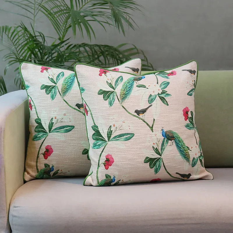 India Circus Regal Myrtle Printed Cotton Cushion Cover - Set Of Two media 1