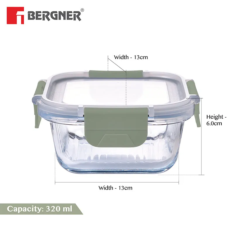 Bergner Glass Vault Airtight Glass Tiffin Box (Green) - 320 mL media 8