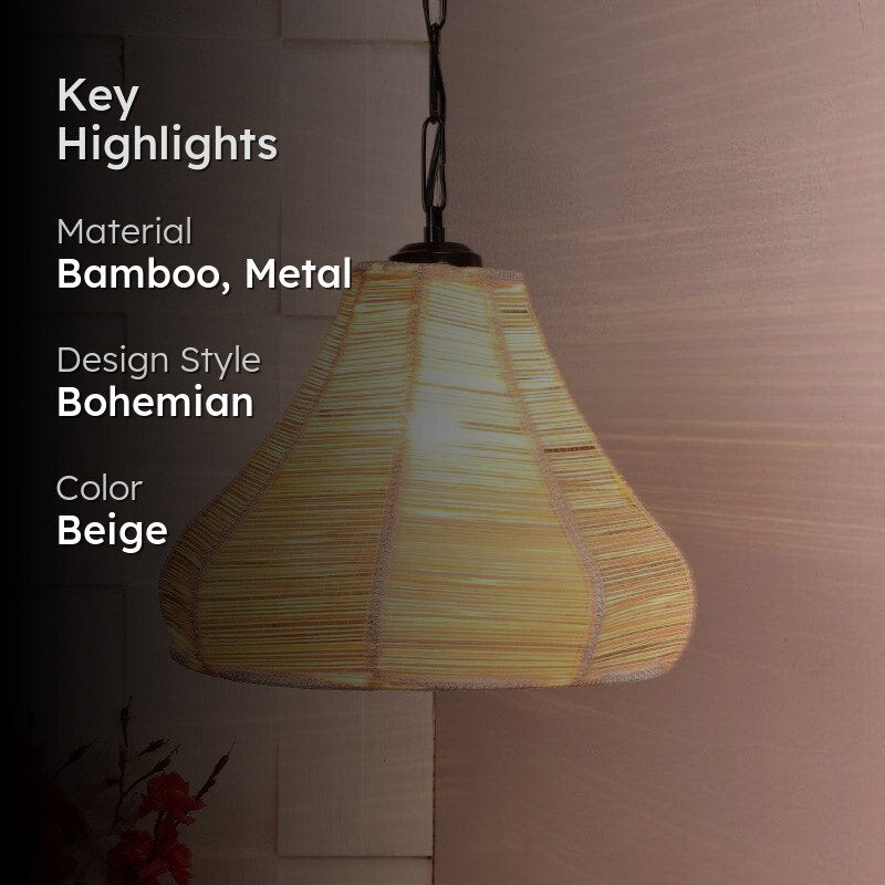 Milana Bamboo Cane Ceiling Lamp media 2