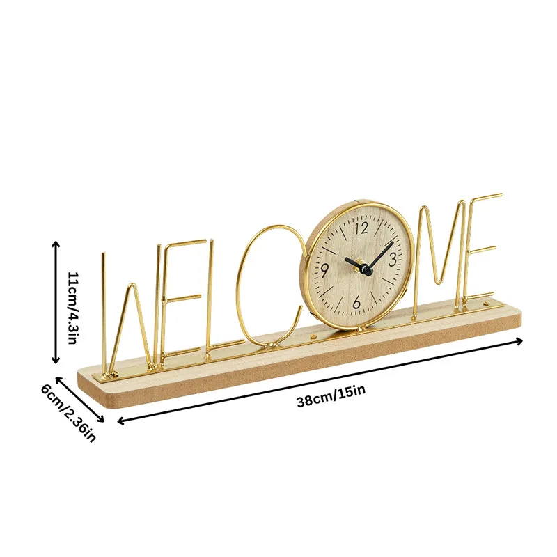Typo Welcome Table Clock - Gold media 9