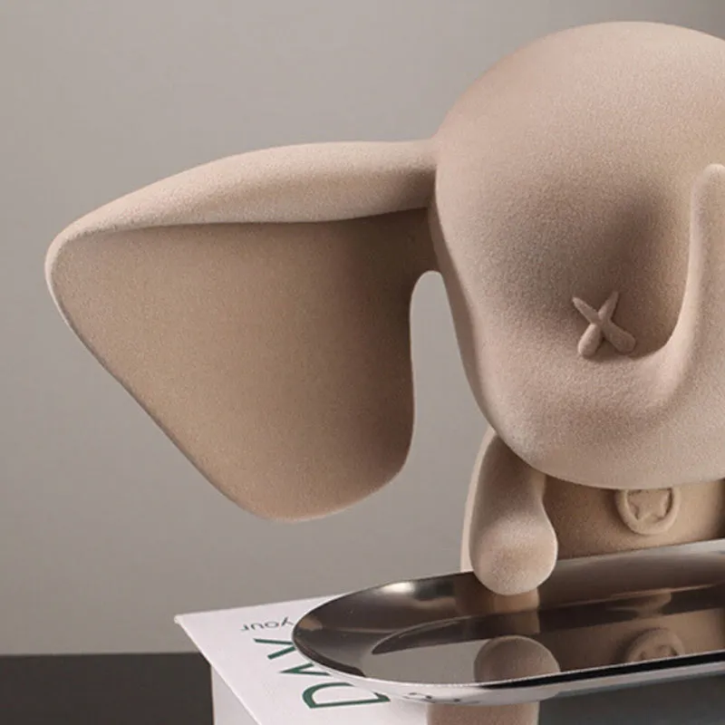 Elephant Tray Showpiece - Beige - 7