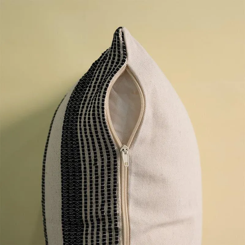 Linear Beige Cotton Cushion Cover media 7