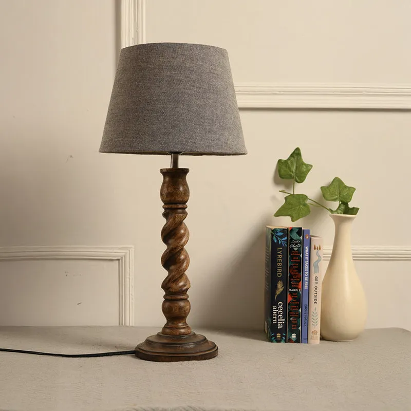 Spira Cone Cotton Table Lamp - Grey,Brown media 2