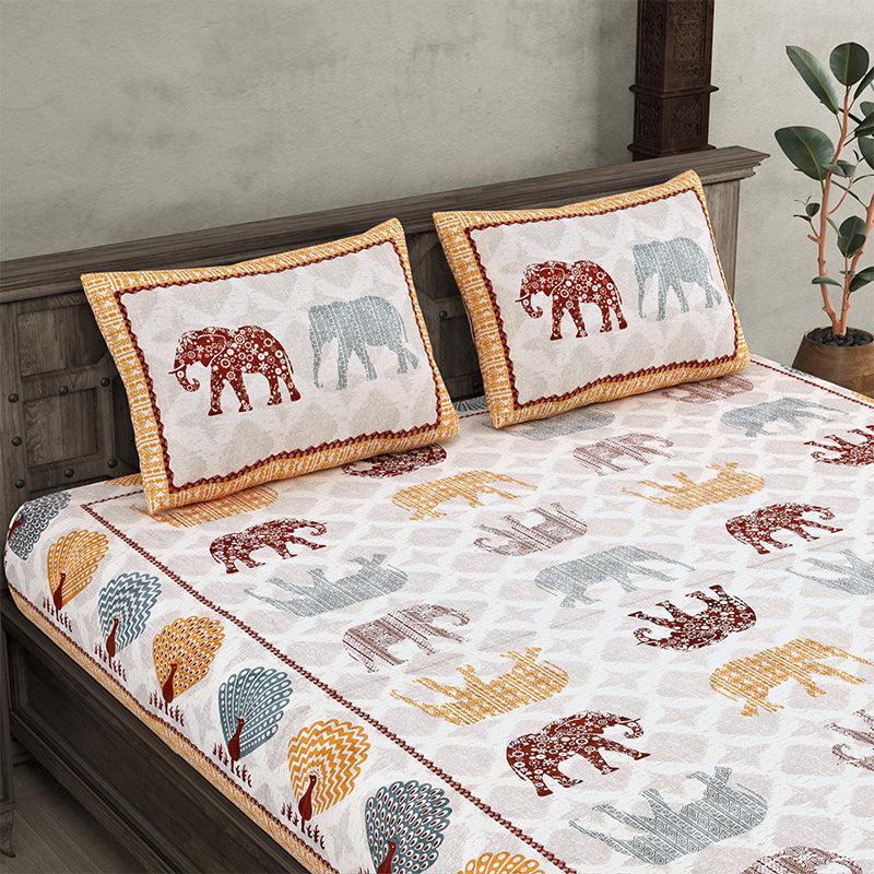 Gajendra Regal Cotton Bedsheet (Grey,Brown) - 180 TC media 3